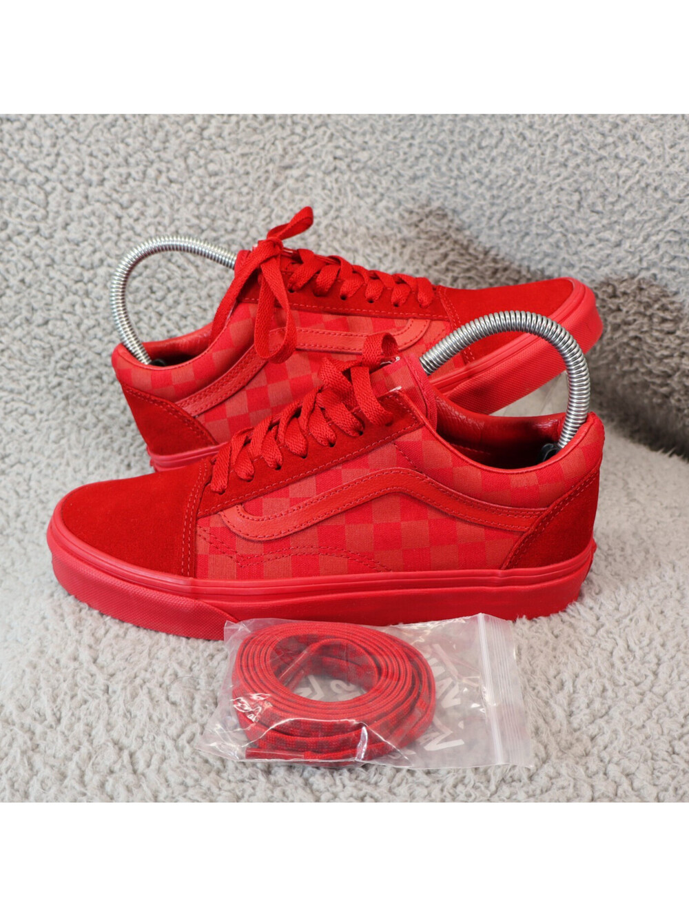 Vans Old Skool Red Checker Men 5 / Women 6.5 Low Monochrome
